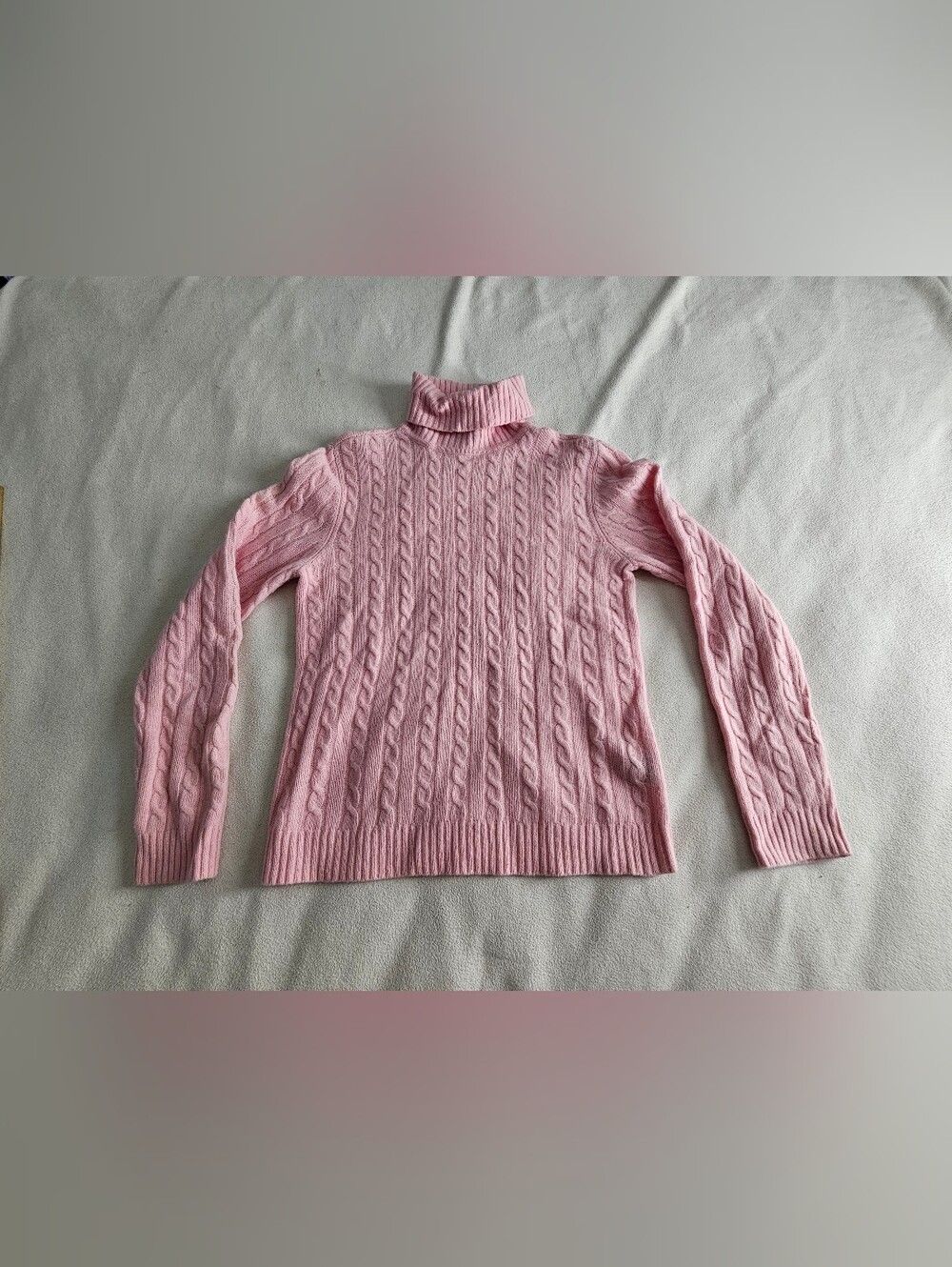 Lauren Ralph Lauren Pink Cable Knit Wool Angora Turtleneck Sweater M